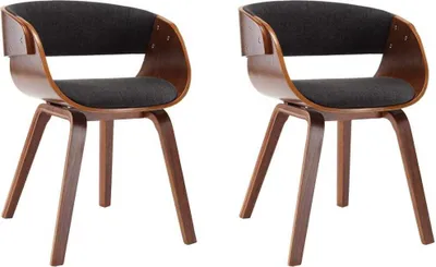 Image de Chaises à manger lot de 2 gris bois courbé et tissu