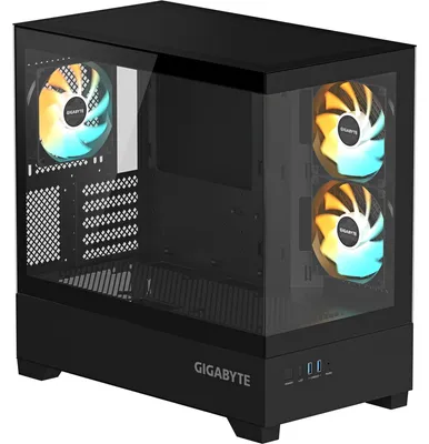 Obrázok produktu pre GIGABYTE C201 PANORAMIC, Midi Tower, PC, Čierna, micro ATX, Mini-ITX, Sklo, Plast, Oceľ, Hranie