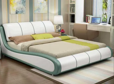 Produktbild von Designer Bett Schlafzimmer Doppelbett Betten Leder Hotel Luxus Polster 180x200cm