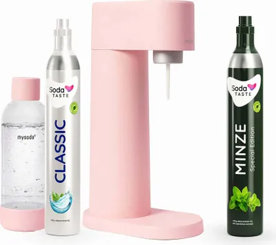 Produktbild von Sparangebot: Woody Wassersprudler (Rosa) + CO2-Zylinder Minze