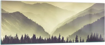 Produktbild von Bilder auf glas - Berge Wald Natur - 140x50cm - Glasbilder - Wandbilder - Kunstdruck - zum Aufhängen bereit - Wanddekoration aus Glas - Glas Bilder - Wandbild auf Glas - Einteilig - GAB140x50-3820