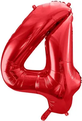 Obrázok produktu pre Balón fol.Cyfra 4 86cm červený 68862