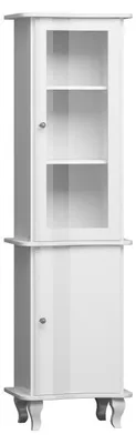 Produktbild von Schmale Glasvitrine Weiß Hochglanz - 45 cm Breite - Barock Standvitrine für Wohnzimmer