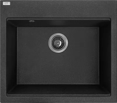 Produktbild von BADLAND Granitspüle Einzelbecken TAU 50x57 Schwarz | Siphon im SET!
