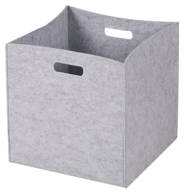 Zdjęcie produktu dla Składane pudełko FELT, szare, 32 x 32 cm – zestaw 2 sztuk, koszyk na półkę, pudełko z filcu, praktyczne pudełko do przechowywania