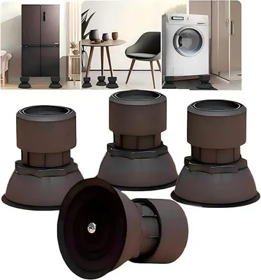 4er-Set Vibrationsdämpfer für Waschmaschine, höhenverstellbar, schwarz