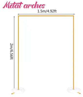Image de Support de fond doré - Structure métallique carrée - 1,5 x 2 mètres - Modulable - Pour ballons et fleurs - Décoration de fête