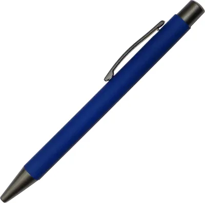 Produktbild von Softtouch-Kugelschreiber aus Metall / gummiert / Farbe: blau