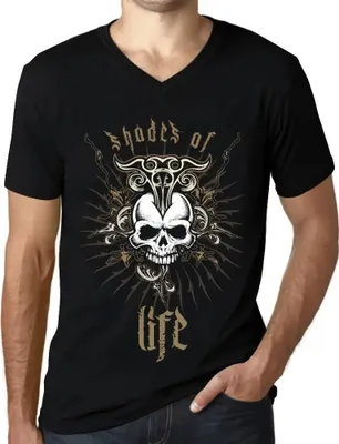 Produktbild von Herren Grafik T-Shirt V-Ausschnitt Schattierungen des Lebens – Shades Of Life – Öko-Verantwortlich Vintage Jahrgang Kurzarm Lustige Druck Geburtstag