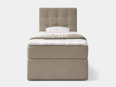 Produktbild von NORDELO Boxspringbett INCANTO 120x200 cm NEW VELO Velvet Braun Komplett-Set gepolstertes Einzelbett mit Stauraum, Matratze und 4 cm Visco-Topper, Bonellfederkernmatratze, T30-Schaum