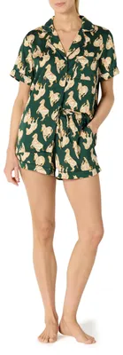 Produktbild von A. Essentials Damen Nachtwäsche-Set aus Kurzärmeligem Satin-Oberteil mit Knöpfen