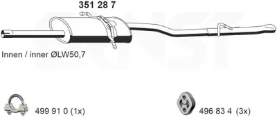 Produktbild von ERNST 351287 Endschalldämpfer passend für MERCEDES-BENZ A-Klasse (W168) Auspuff