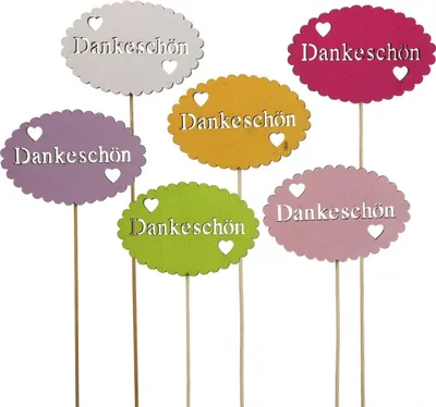 Produktbild von Blumenstecker Dankeschön Schriftzug für Sträuße und Pflanzen-Deko, 18 Stück