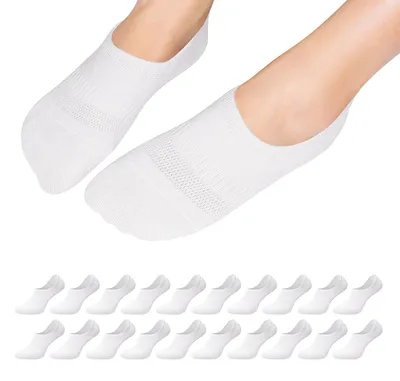Produktbild von Falechay 20 Paar Sneaker Socken Damen Füßlinge Herren Weiss Footies 35-38