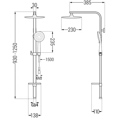 Obrázek produktu pro Mexen Q67 sprchový sloup, Černá - 798676795-70