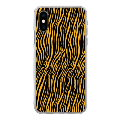 Produktbild von MuchoWow® Handyhülle Schutzhülle Hülle für iPhone X Tigerdruck - Schwarz - Orange Silikon Softcase Handy Hülle - Handyhülle