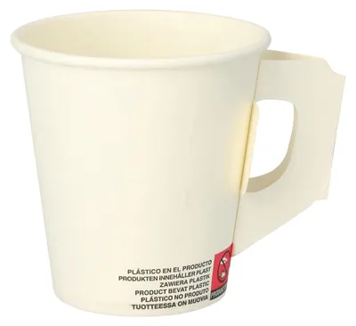 Produktbild von 160x Henkelbecher Kaffeebecher weiß Pappe beschichtet 180 ml