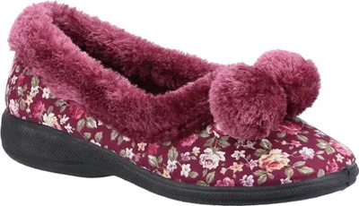 Image de Fleet & Foster - Chaussons femme "Goldfinch", Floral FS9625 (38 EU) (Bourgogne)