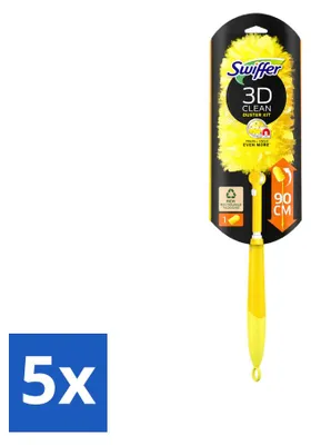Imagen del producto de 5 unidades de plumero telescópico Swiffer Duster XXL con mango de 90 cm y 1 paño para polvo, pack económico
