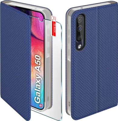 Immagine prodotto di Etui z klapką do Samsung A50 |A50s A30s Zamykane Granatowe Futerał Szkło 9H