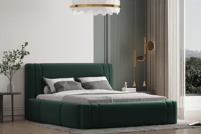 Productafbeelding van Boxspringbed ROLI 180x200 met matras, bedlade en lattenbodem. Kleur: Groen.
