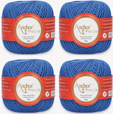 Image de 4 pelotes d'Anchor Freccia 12 – Fil de coton fin pour le crochet en filigrane (couleur 00142)