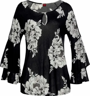 Produktbild von LASCANA 3/4-Arm-Shirt schwarz-weiß-bedruckt Größe 40/42