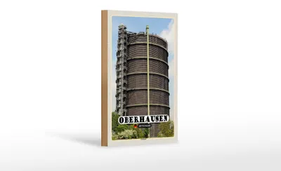 Produktbild von Holzschild Städte Oberhausen Gasometer Gebäude Dekoration 12x18 cm