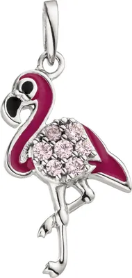 Produktbild von JOBO Kinder Anhänger Flamingo rosa pink  925 Sterling Silber 7 Zirkonia