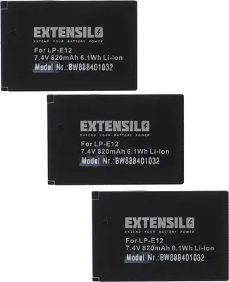 Produktbild von EXTENSILO 3x Akku kompatibel mit Canon PowerShot SX70 HS Kamera (820 mAh, 7,4 V, Li-Ion)