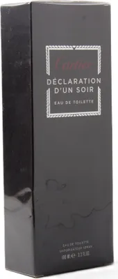 Obrázek produktu pro Cartier Déclaration d'un Soir, Pánské, 100 ml, Nedoplnitelná lahvička, Sprej, ALCOHOL, AQUA (WATER), PARFUM (FRAGRANCE), ALPHA-ISOMETHYL IONONE, ETHYLHEXYL METHOXYCINNAMATE,..., 1 kusů