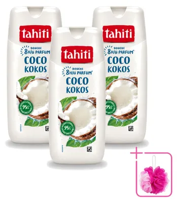 Image de 3 gels douche Tahiti, parfum coco - 315 ml - Lot de 3