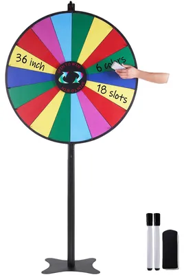 Produktbild von VEVOR 24 Zoll drehendes Gewinnrad, 14 Slots Tischspinner, robuste Roulette-Wheel mit einem abwischbaren Stift und 2 Markern, Gewinnspiel-Drehspiele auf Partys, Messen und Karneval, 36 inch, Bodenstehende Halterung-a