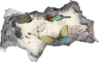 Produktbild von Selbstklebender Loch-3D-Aufkleber 95x73 cm Schmetterlinge und Blumen