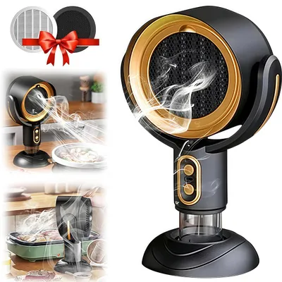 Produktbild von Tragbare Dunstabzugshaube, USB Desktop Dunstabzugshaube mit 2 Geschwindigkeiten, Mini Rauchreinigerfilter Abluftventilator für Indoor BBQ, Hot Pot