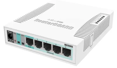 Produktbild von MikroTik RouterBoard 260GS 5-Port-Gigabit - + - SFP Managed Switch mit UK-Netzteil