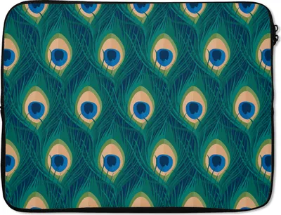 Produktbild von MuchoWow® Laptop Hülle 15 Zoll Design - Pfau - Federn - Grün - Blau Laptoptasche - Laptoptasche - Sleeve - Rundum-Schutz