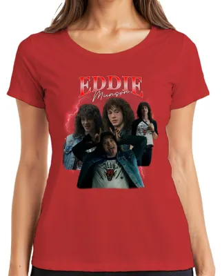 Produktbild von Eddie Munson Hellfire Club Stranger Metal Geschenk Vintage Serie Damen T-Shirt, Rot, XL