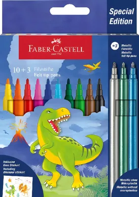 Immagine prodotto di Faber-Castell 554214 FABER-CASTELL penna a punta in fibra Dino, confezione in cartone 10+3