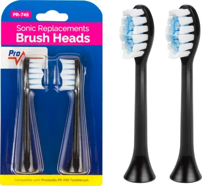 Produktbild von 2x náhradná sada kefiek pre elektrickú sonickú zubnú kefku Promedix PR-740 Kefky 2 ks 2x náhradné kefky, čierne