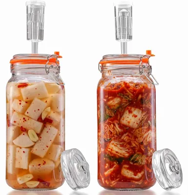 Fermentiergläser 2er-Set, 1,2 l, mit Deckel und Gewichten