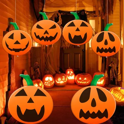 Image de 6 ballons en forme de citrouille gonflables pour la décoration d'Halloween