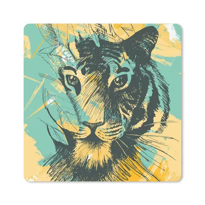 Obrázok produktu pre Podložka pod myš - Tiger - abstraktný - žltý - 30x30cm - Rohožka pod myš