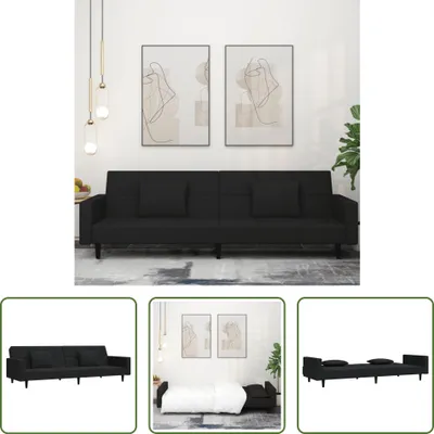 Obrázek produktu pro The Living Store Rozkládací pohovka 2místná se 2 polštáři black velvet