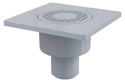 Obrázok produktu pre Podlahová vpusť priama DN50, mriežka šedá 150mm, vodná uzávera