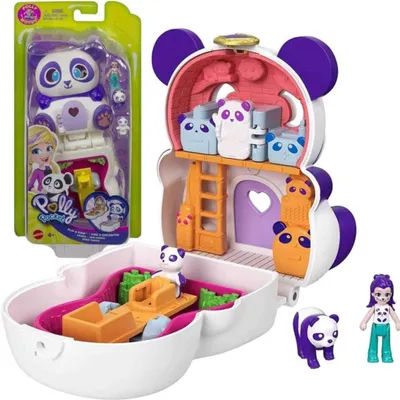Image de Polly Pocket, boîte compacte "Flip & Find" sur le thème du panda, animal, à partir de 4 ans, multicolore