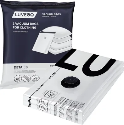 Produktbild von Luvego Vakuumbeutel für Kleidung und Bettdecken - 2 XL Vakuum-Aufbewahrungsbeutel - Extra große Vakuumbeutel