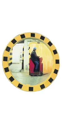 Produktbild von Sicherheits-/Verkehrsspiegel D.600mm Ku.,gelb/schwarz f.2 Richtungen 11m SPL