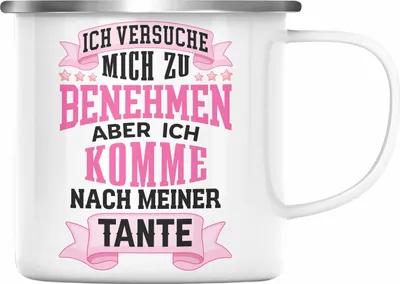 Produktbild von Trendation - Emaille Tasse für Neffin von Tante Geschenk Lustige Geschenkidee (Silber)