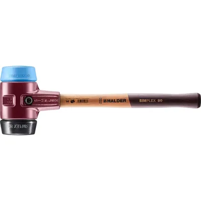 Produktbild von HALDER SIMPLEX Schonhammer Ø 80 mm Gummi / TPE-soft blau mit Tempergussgehäuse